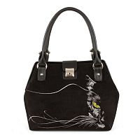 Замшевая сумка-саквояж с вышивкой "Вибрисы" ручной работы с рисунком и вышивкой на заказ
