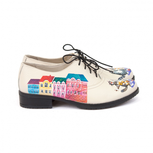 Комплект полуботинки и сумка шоппер "Питерские коты" - кожаный женский набор рюкзак и ботинки ручной работы с рисунком |  Sumnizza фото 8