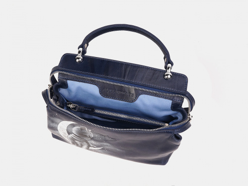 Женская кожаная сумка на молнии с росписью "Котик на луне" на заказ | Sumnizza фото 4