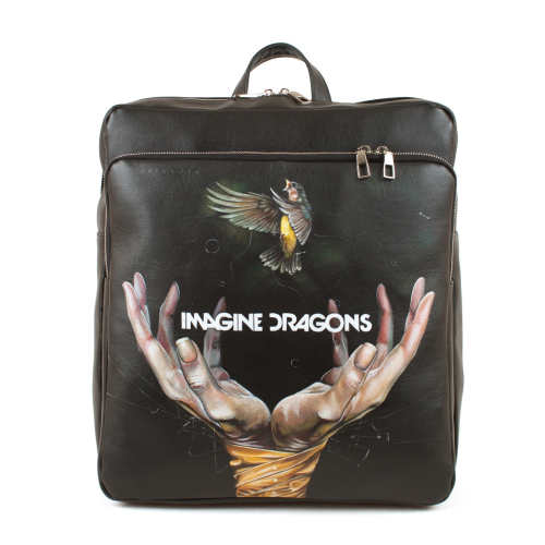 Рюкзак прочный мужской с росписью по коже "Imagine dragons" ручной работы с рисунком на заказ |  Sumnizza фото 3