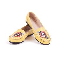 Яркие мокасины с рисунком "Мед по губам" - оригинальные женские кожаные и замшевые мокасины ручной работы с принтом, рисунком