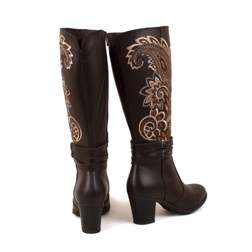 Женские зимние сапоги с вышивкой "Огурцы" - кожаные и замшевые женские сапоги ручной работы с рисунком на заказ | Sumnizza фото 4