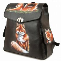 Рюкзак женский из кожи с рисунком лисы "Патрикеевна" — кожаный рюкзак ручной работы с рисунком на заказ | Купить в Sumnizza