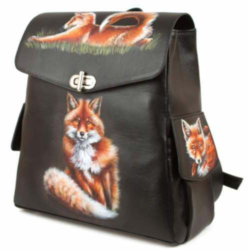 Рюкзак женский из кожи с рисунком лисы "Патрикеевна" - кожаный рюкзак ручной работы с оригинальным рисунком на заказ |  Sumnizza