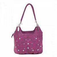 Замшевая сумка мешок "Сверкающие узоры" — женская кожаная сумка хобо, сумка мешок ручной работы с рисунком и вышивкой на заказ