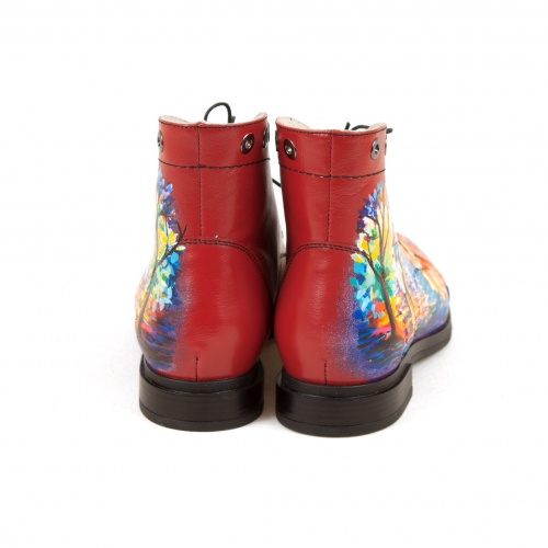 Женские ботинки с люверсами  "Золотая осень" - кожаные женские ботильоны и балетки ручной работы с рисунком на заказ | Sumnizza фото 4