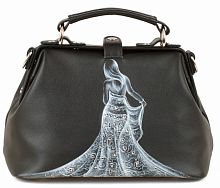 Сумка саквояж из кожи с рисунком "В платье белом" ручной работы с рисунком и вышивкой на заказ
