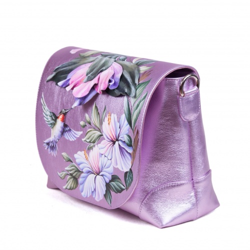 Комплект балетки и сумочка через плечо "Колибри" - кожаный женский набор рюкзак и ботинки ручной работы с рисунком |  Sumnizza фото 6