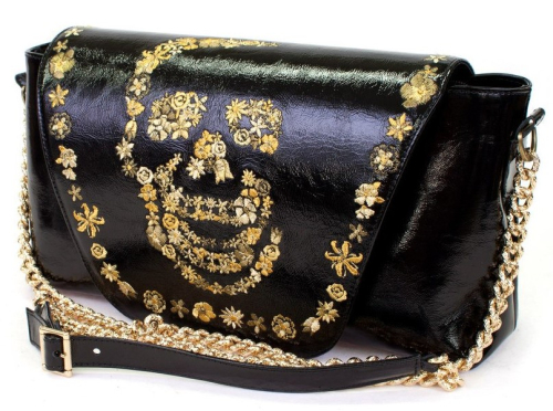 Сумка лакированная женская с вышивкой "Цветочный череп" на заказ | Sumnizza