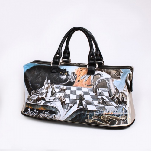 Дорожный саквояж из кожи с рисунком ручной работы "Кот Бегемот" - кожаный дорожный саквояж ручной работы с рисунком на заказ |  Sumnizza фото 2