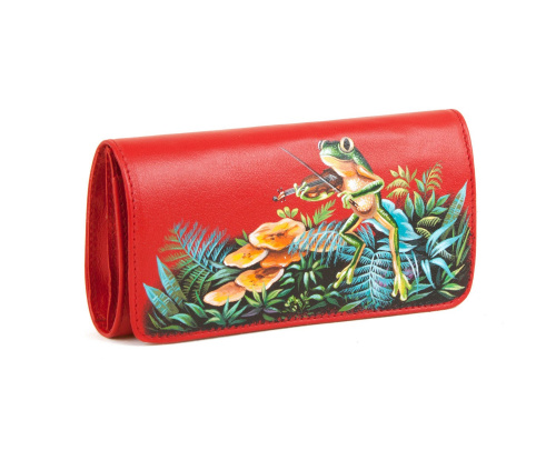 Женский кошелек на кнопке с росписью "Лягушка" - кожаный женский кошелек-портмоне ручной работы с рисунком на заказ |  Sumnizza фото 5