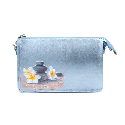 Сумка-клатч через плечо с рисунком по коже "Мальдивы" на заказ - женская кожаная сумка ручной работы с авторским рисунком фото 2