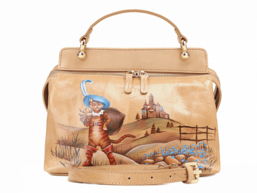 Женская кожаная сумка с росписью "Кот в сапогах" на заказ | Sumnizza