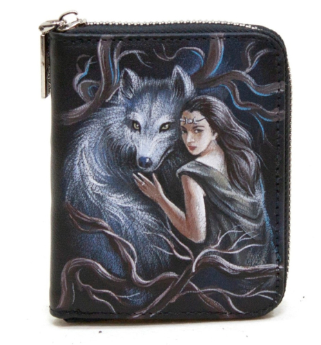 Кожаный кошелек для мужчин ручной работы с рисунком "Девушка и волк" - кожаный женский кошелек-портмоне ручной работы с рисунком на заказ |  Sumnizza