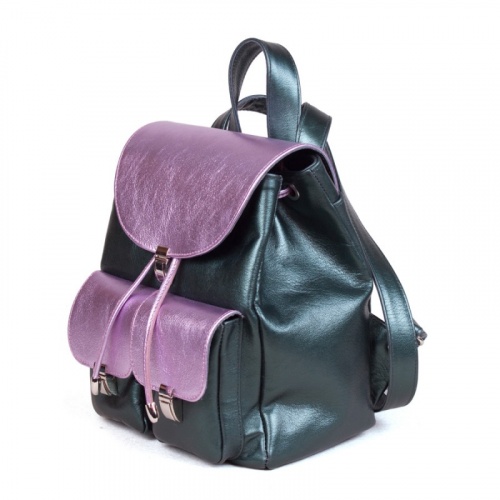 Женский маленький рюкзак с карманами "Перламутр" - кожаный рюкзак ручной работы с оригинальным рисунком на заказ |  Sumnizza фото 2