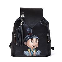 Женский рюкзак с рисунком по коже "Агнес Грю" ручной работы с рисунком и вышивкой на заказ