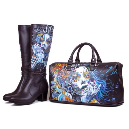 Сапоги на низком каблуке "Куда приводят мечты" - кожаные и замшевые женские сапоги ручной работы с рисунком на заказ | Sumnizza фото 4