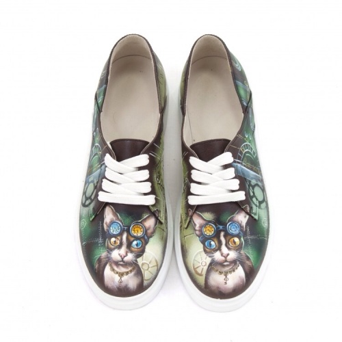 Красивые женские кеды "Кот механик" - кожаные женские кеды и слипоны ручной работы с рисунком на заказ | Sumnizza фото 7