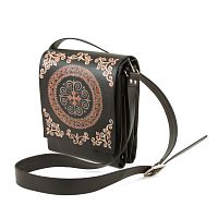 Мужская кожаная сумка через плечо с принтом ручной работы "Узор" | Ручная работа - рисунок на заказ