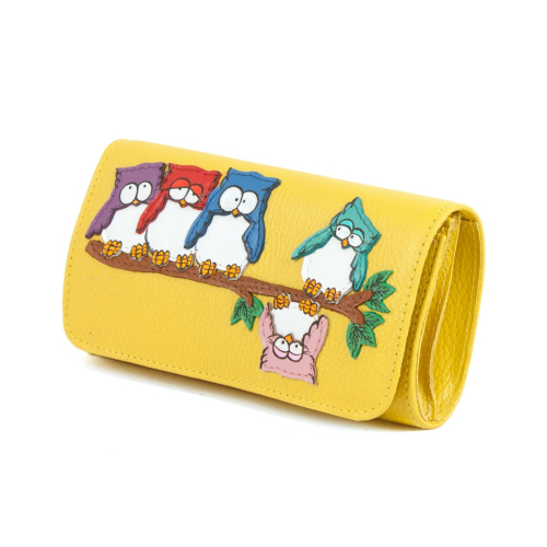 Женский кожаный кошелёк с рисунком ручной работы "Совята" - кожаный женский кошелек-портмоне ручной работы с рисунком на заказ |  Sumnizza фото 7