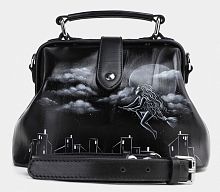 Женский саквояж с рисунком "Маргарита" ручной работы с рисунком и вышивкой на заказ
