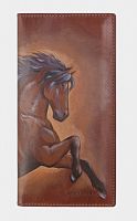Кожаное портмоне с росписью "Скакун" ручной работы с рисунком на заказ