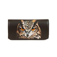 Кошелек из натуральной кожи ручной работы с рисунком "Филин" ручной работы с рисунком на заказ