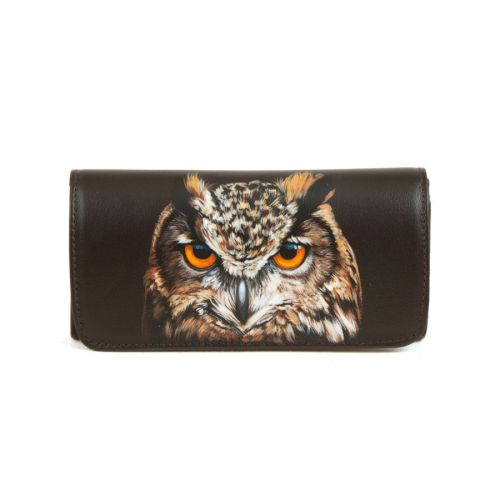Кошелек из натуральной кожи ручной работы с рисунком "Филин" - кожаный женский кошелек-портмоне ручной работы с рисунком на заказ |  Sumnizza