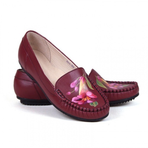 Женские мокасины из кожи "Яркие колокольчики" - кожаные и замшевые мокасины ручной работы с рисунком на заказ | Sumnizza фото 3