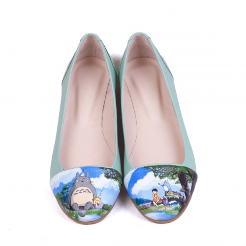 Балетки мятного цвета "Трололло" - кожаные женские балетки ручной работы с рисунком на заказ |  Sumnizza фото 4