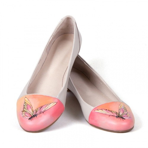 Красивые балетки "Бабочка" - кожаные женские балетки ручной работы с рисунком на заказ |  Sumnizza фото 5