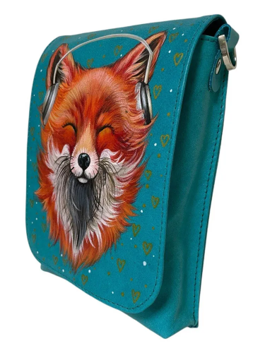 Женская сумка для телефона на плечо с рисунком «Лисичка» | Авторская ручная работа — кросс боди с принтом на заказ фото 7