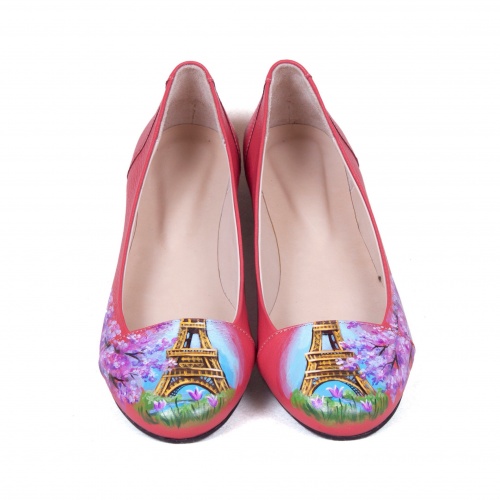 Женские туфли-балетки "Цветущий Париж" - кожаные женские балетки ручной работы с рисунком на заказ |  Sumnizza фото 3