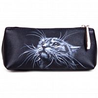 Футляр для очков "Усатое счастье" — женский и мужской футляр для очков кожаный | рисунок ручной работы на заказ