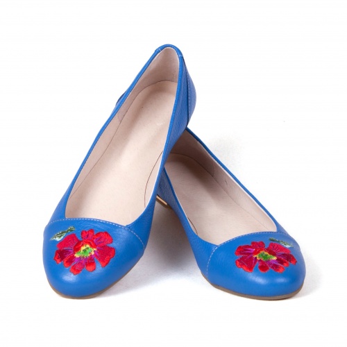 Балетки с принтом "Луговые цветы" - кожаные женские балетки ручной работы с рисунком на заказ |  Sumnizza фото 2