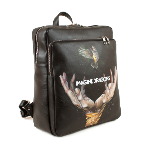 Рюкзак прочный мужской с росписью по коже "Imagine dragons" ручной работы с рисунком на заказ |  Sumnizza фото 2