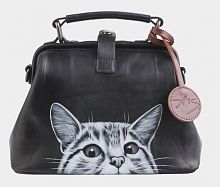 Сумка ручной работы с красивым рисунком котика "Любопытство" ручной работы с рисунком и вышивкой на заказ
