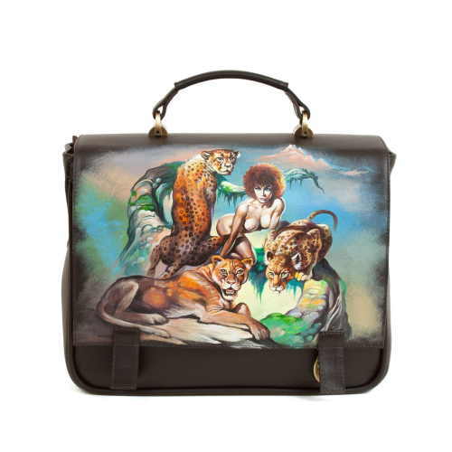 Мужской кожаный портфель с рисунком "Моя пантера" - эксклюзив ручной работы сумка ручной работы с рисунком на заказ фото 3