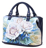 Светлая сумка с росписью "Южные красавицы" ручной работы с рисунком и вышивкой на заказ
