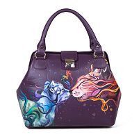 Саквояж из натуральной кожи "Мамы и детки" ручной работы с рисунком и вышивкой на заказ
