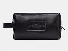 Косметичка из натуральной кожи "Черный лак" ручной работы с рисунком на заказ
