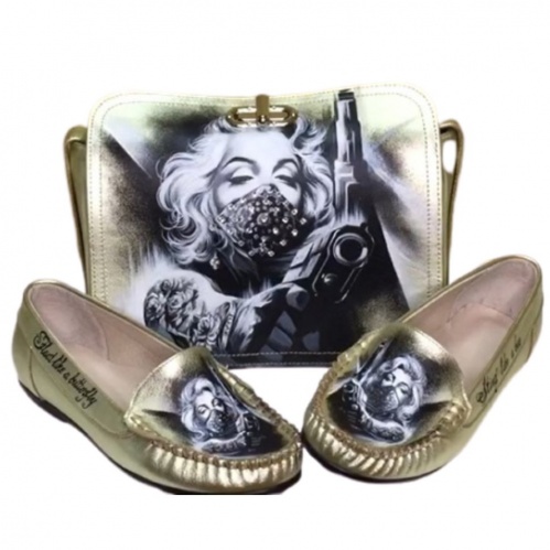 Мокасины и сэтчел "Мэрилин" - кожаный женский набор рюкзак и ботинки ручной работы с рисунком |  Sumnizza