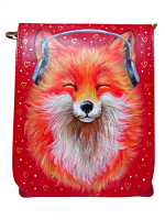 Женская сумка для телефона на плечо с рисунком «Лисичка» | Авторская ручная работа — кросс боди с росписью и вышивкой на заказ