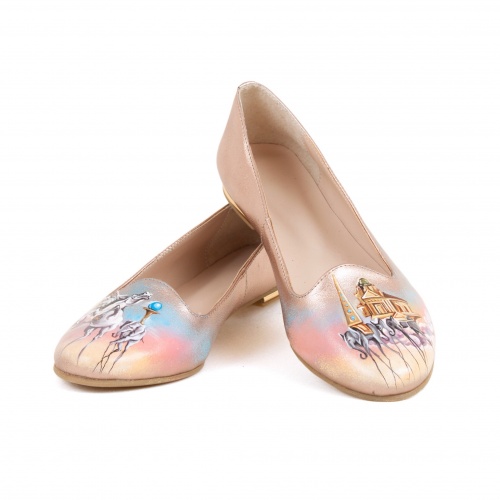 Комплект балетки и сумка-планшет "Дали" - кожаный женский набор рюкзак и ботинки ручной работы с рисунком |  Sumnizza фото 2