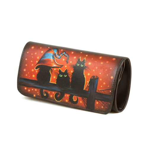 Кожаный женский кошелек с рисунком ручной работы "Три кота" - кожаный женский кошелек-портмоне ручной работы с рисунком на заказ |  Sumnizza фото 2