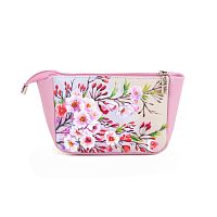 Дорожная кожаная косметичка с рисунком ручной работы на заказ "Яблоневый цвет" - купить в интернет-магазине
