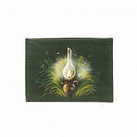 Холдер для карт с ручной росписью "Вечер" — кожаный женский конверт для карт, холдер ручной работы с рисунком и фото-принтом