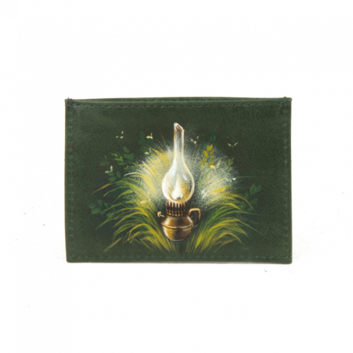Холдер для карт с ручной росписью "Вечер" - кожаный женский конверт для карт, холдер ручной работы с рисунком |  Sumnizza