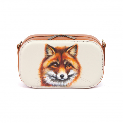 Женская кожаная сумка на плечо, на пояс с росписью "Лисица" — кросс боди с принтом на заказ фото 5