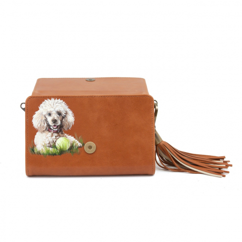 Клатч портмоне женский с росписью "Белый пудель" на заказ - женская кожаная сумка ручной работы с авторским рисунком фото 3